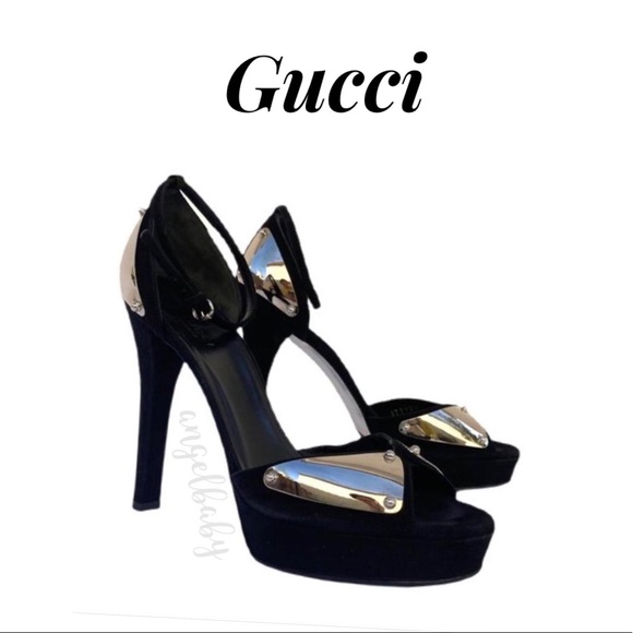 Gucci Mirror Platform Heels in Black Suede! - Picture 5 of 16